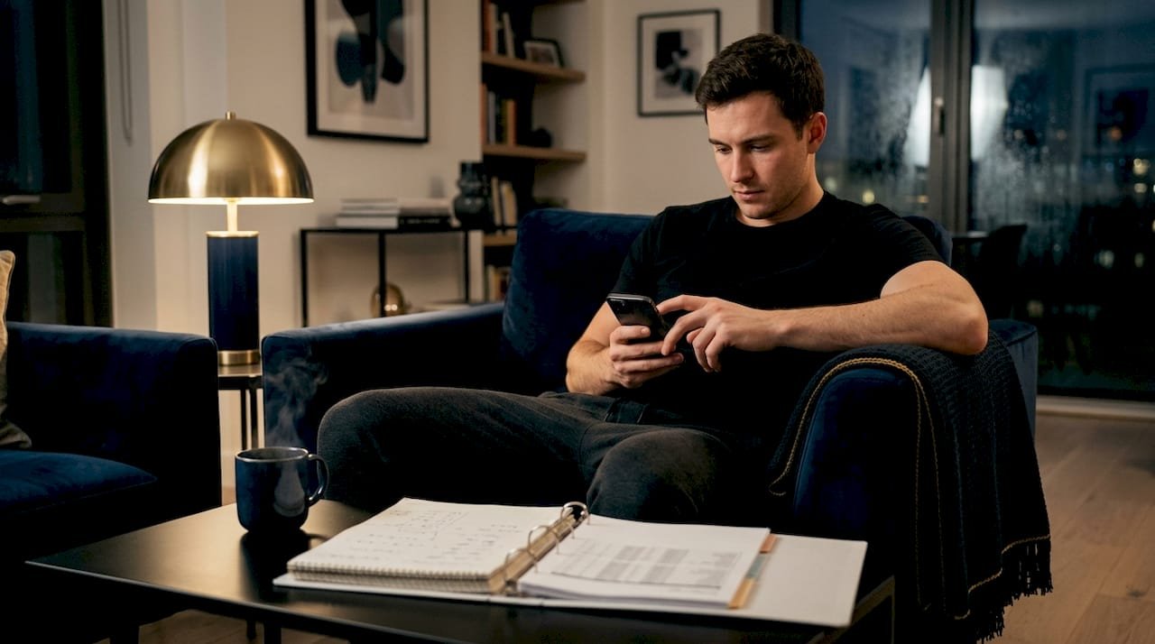 Man using football betting app on smartphone