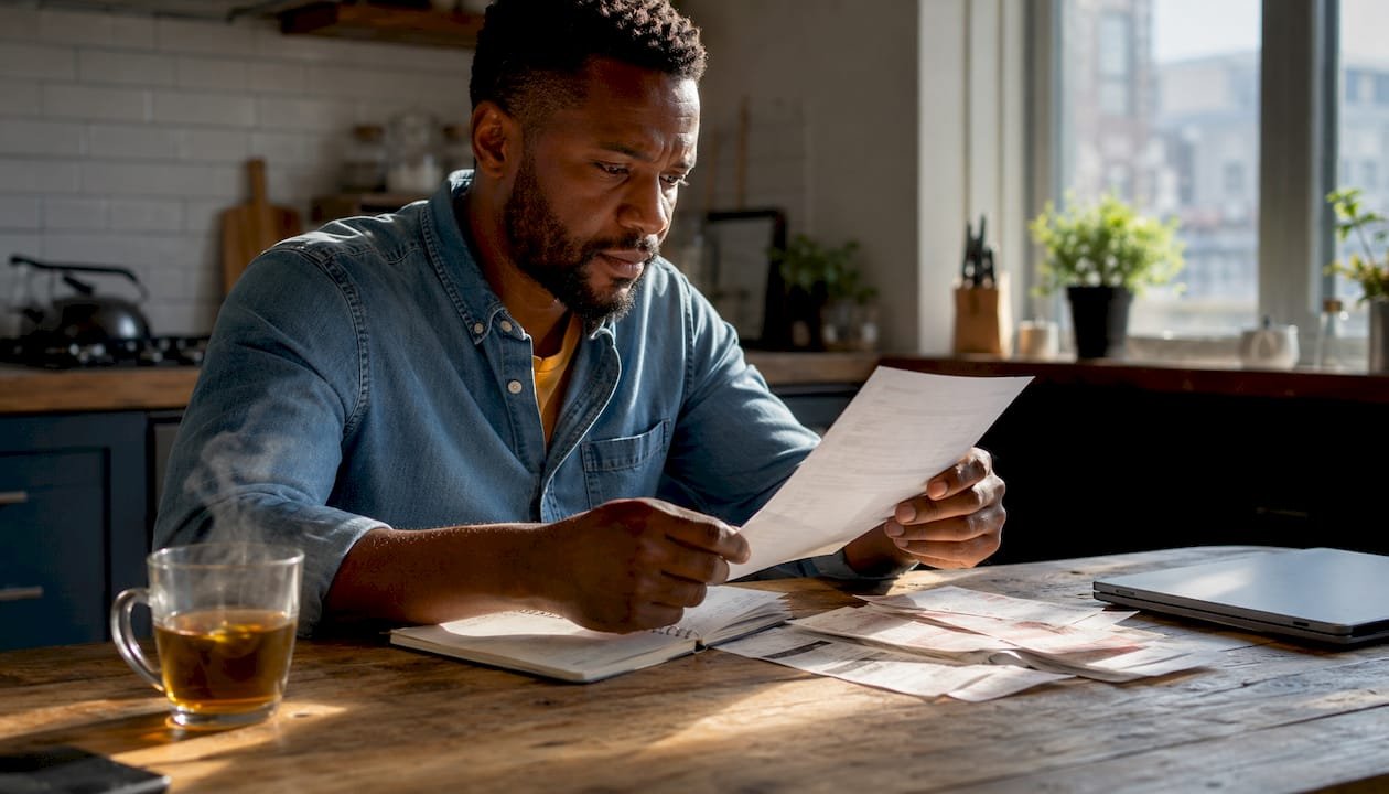 Man reviewing betting terms and conditions