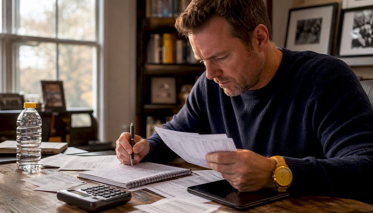 Man reviewing football betting strategy supplies