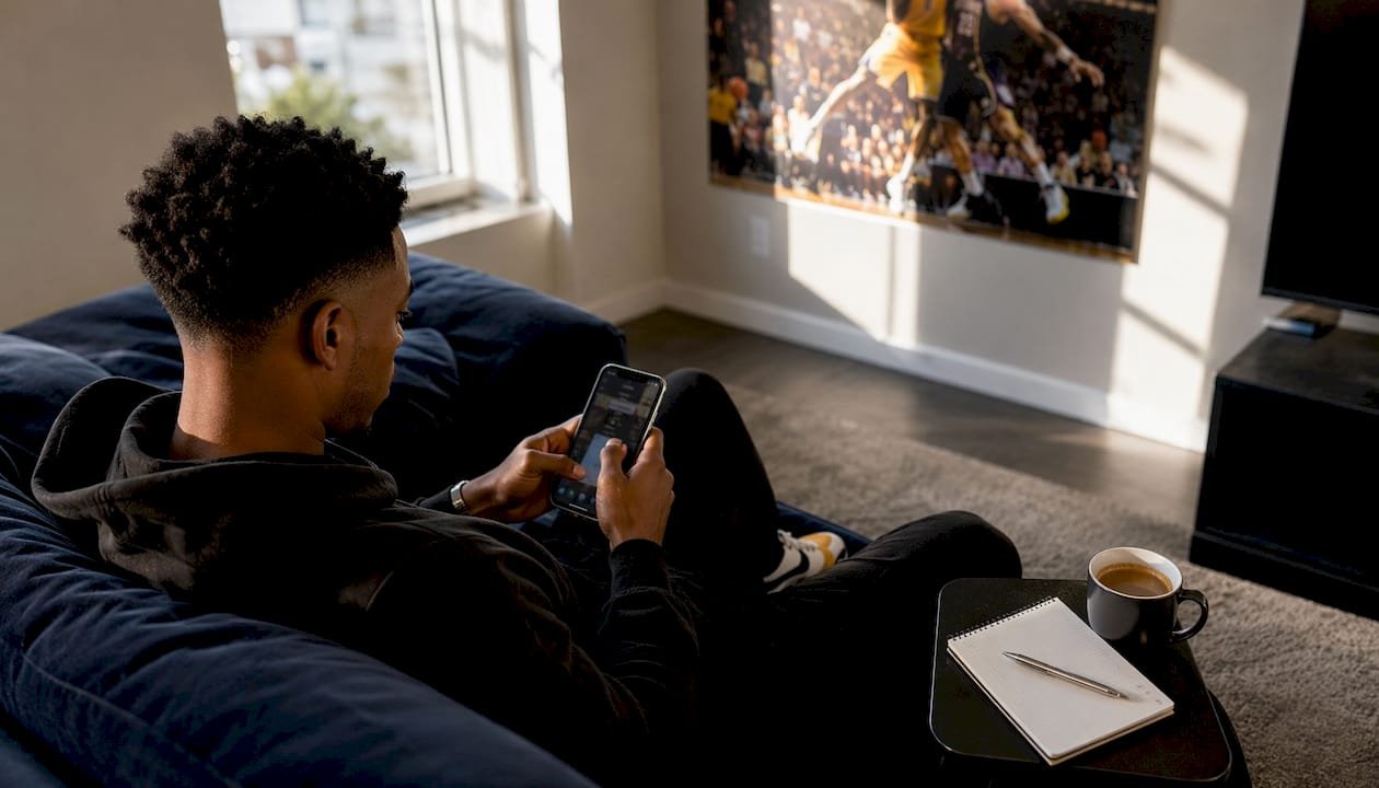 Sports bettor checking crypto payout on phone