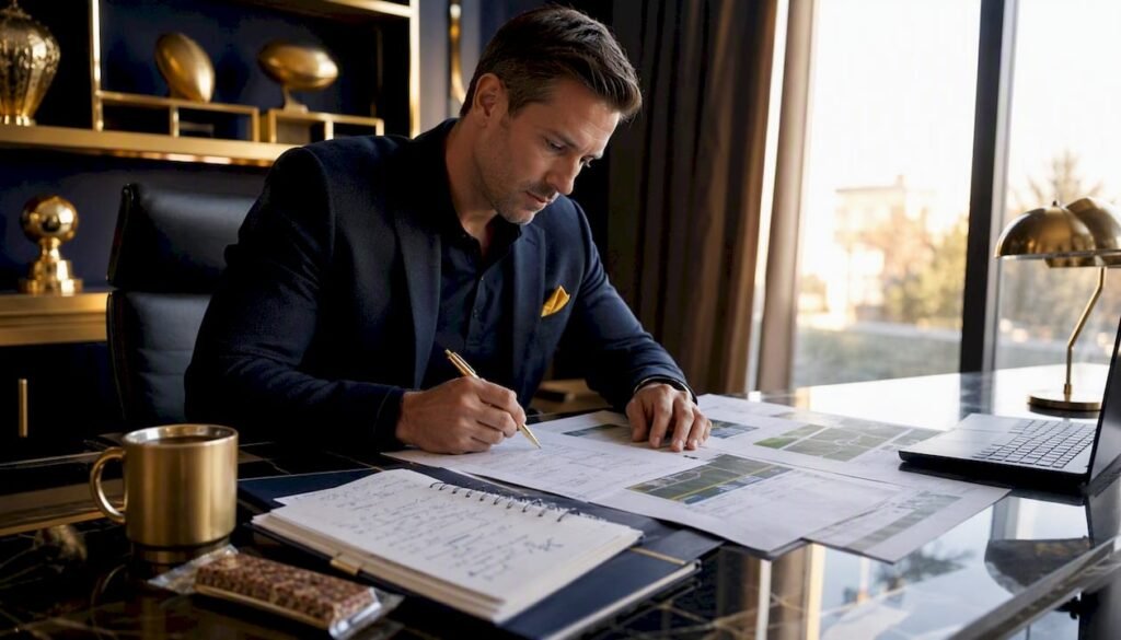 Sports analyst calculating odds and confidence
