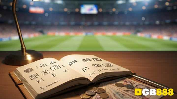 Bankroll management Singapore football — notebook, SGD notes and GB888 watermark