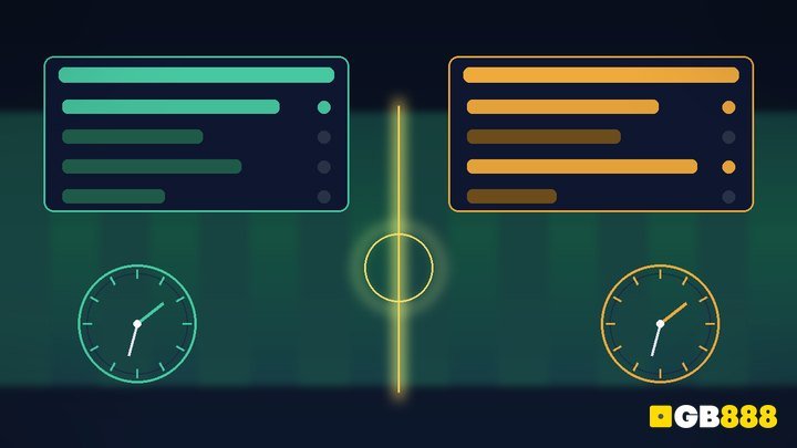 Abstract split pitch and twin clocks illustrating half-time full-time football betting for Singapore