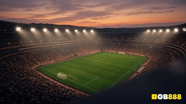 Floodlit Spanish football stadium at dusk with GB888 watermark - La Liga BTTS Singapore guide 2026/27