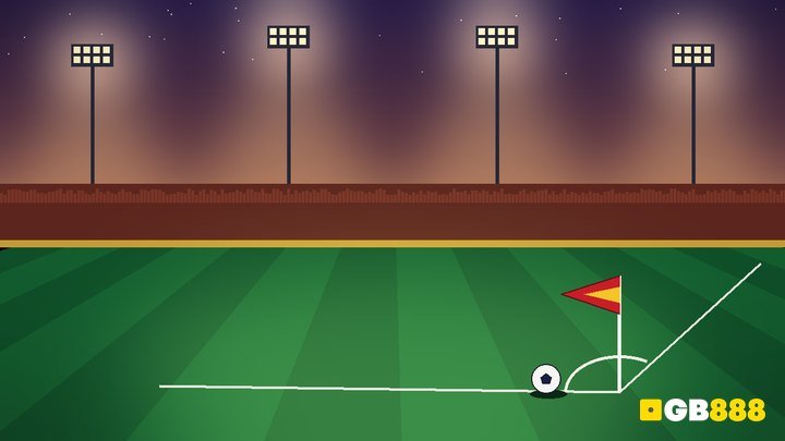 La Liga corners betting Singapore - corner flag and arc on a floodlit Spanish pitch at dusk
